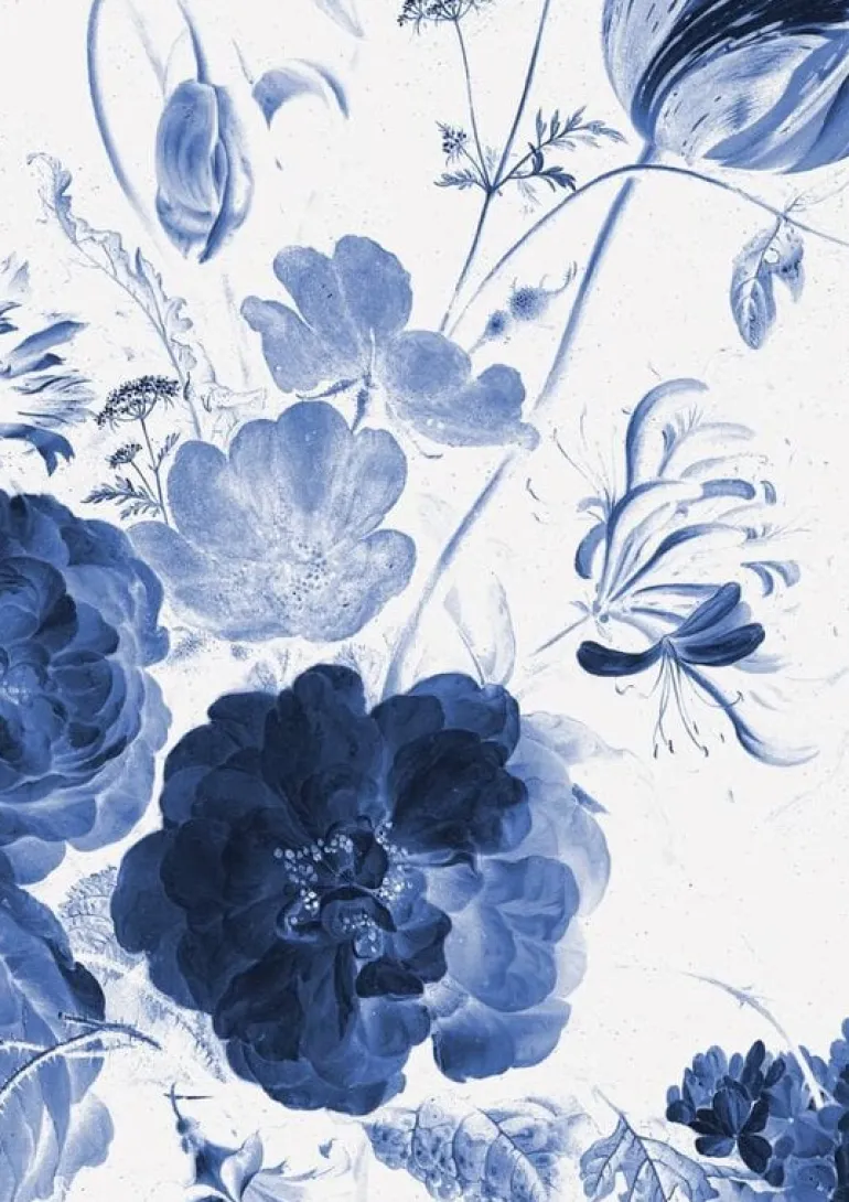 Royal Blue Flowers I bloemen behang