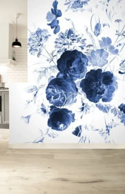 Royal Blue Flowers I bloemen behang
