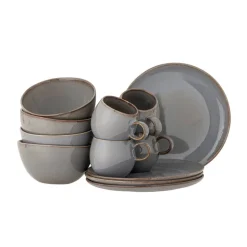 Sandrine ontbijt servies grijs set van 12 stuks - 82068733