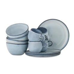 Sandrine ontbijt servies blauw set van 12 stuks - 82068732