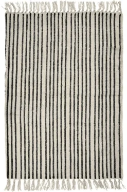 Stripes vloerkleed - gebroken wit/zwart