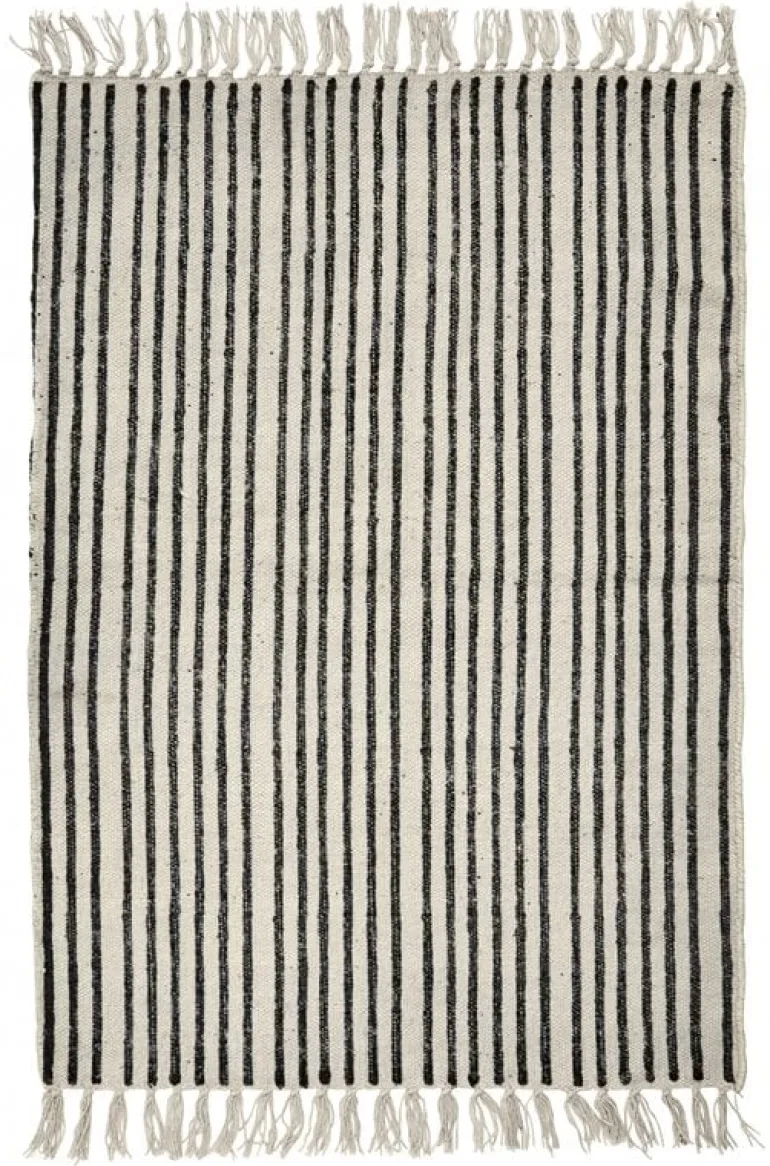 Stripes vloerkleed - gebroken wit/zwart