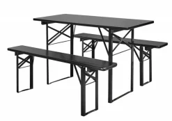 Tafel met banken set zwart