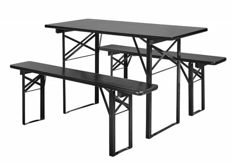 Tafel met banken set zwart