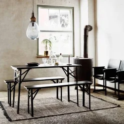 Tafel met banken set zwart