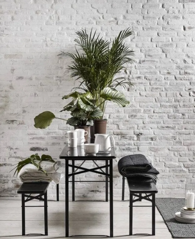 Tafel met banken set zwart