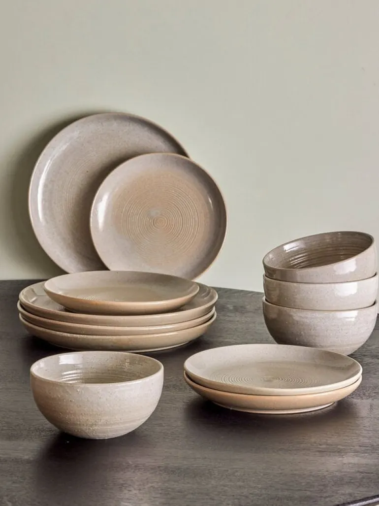 Taupe servies set van 12 stuks - 82060575