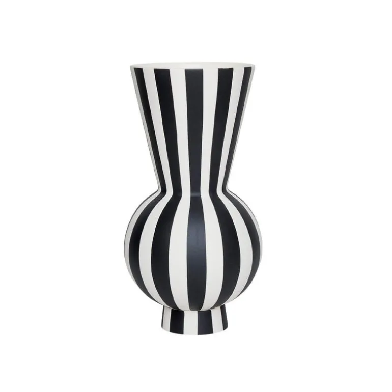 Toppu vaas rond wit/zwart - L301173