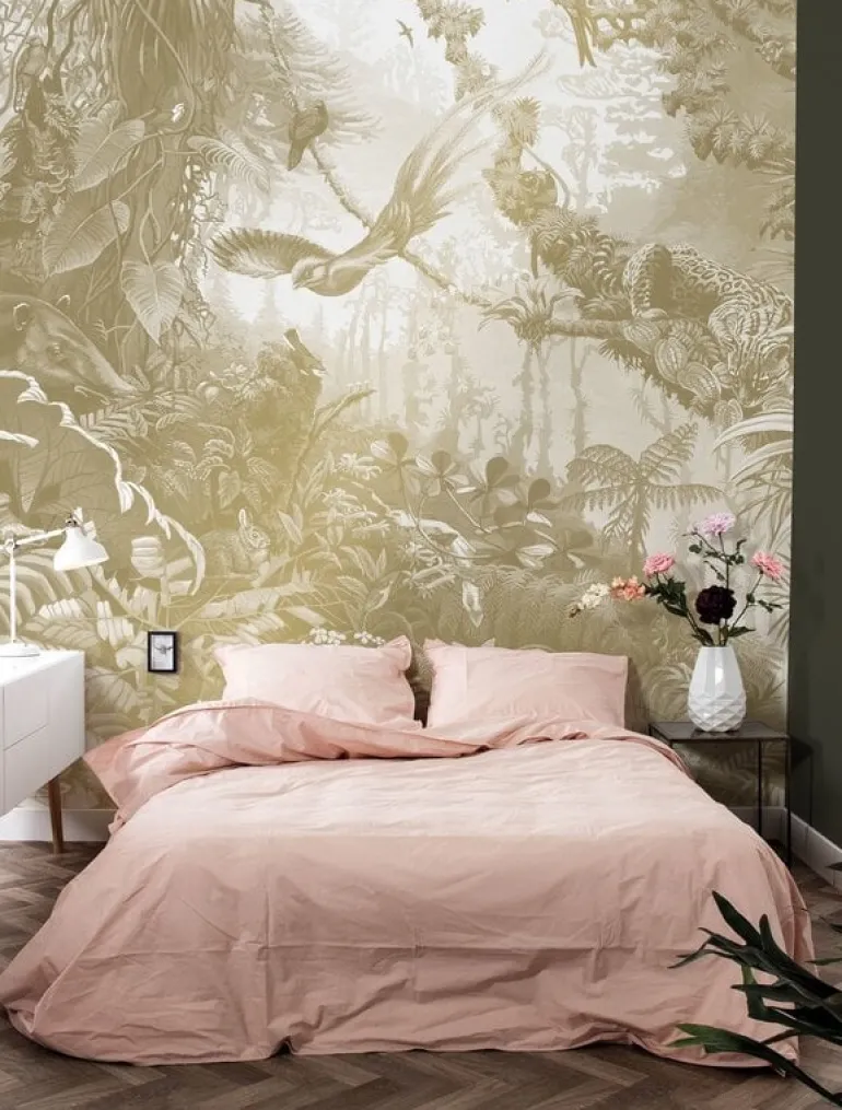 Tropical landscapes goud behang MW-066 - 400x280cm