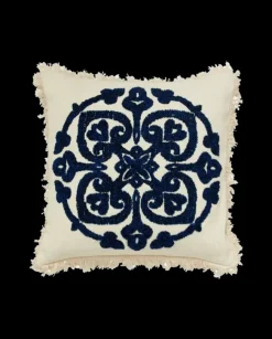 Ursa kussen off white/blauw inclusief vulling - 2590