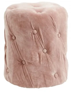Velvet poef met knopen - roze