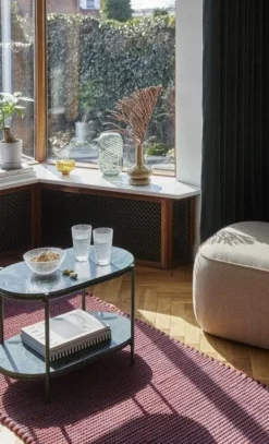 Vloerkleed wol - blauw/bordeaux