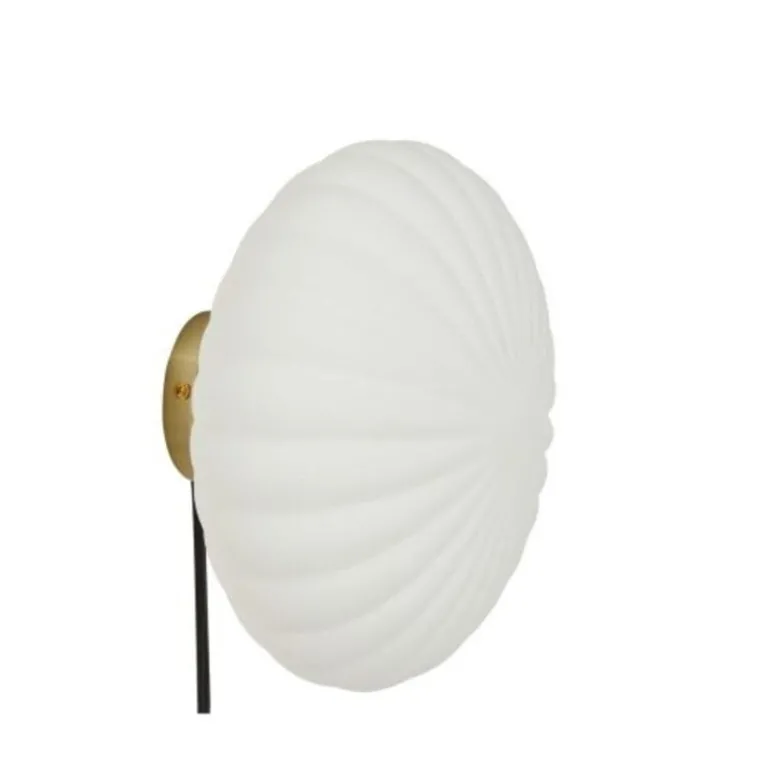Wandlamp metaal/glas - messing/opal