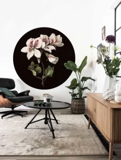 Witte bloemen behangcirkel CK-071 ø190cm